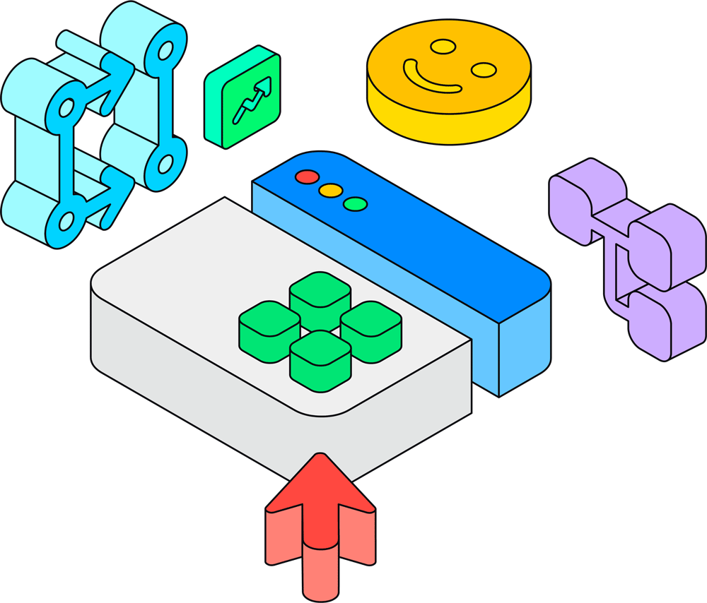 Experience design 3D illustrations with UI elements and design tools